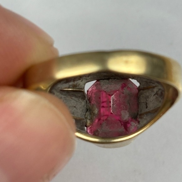 Antique Ostby Barton 10K Gold IOOF Odd Fellows Ring Synthetic Ruby Titanic Era - Picture 5 of 9